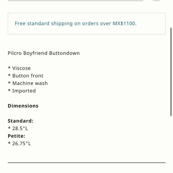 Anthropologie NWT Pilcro Boyfriend Buttondown Small - Picture 5 of 14